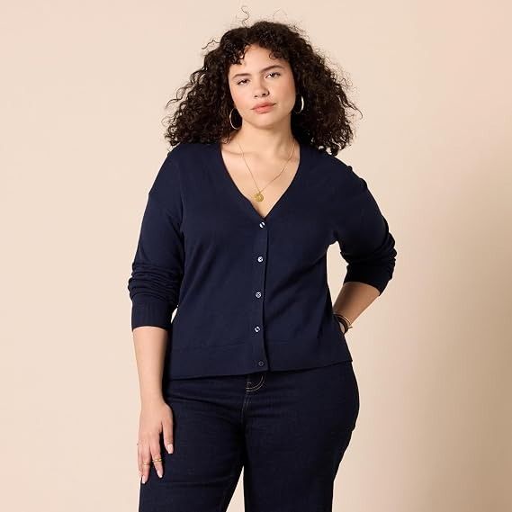 Navy Blue Button-Up Cardigan image 1